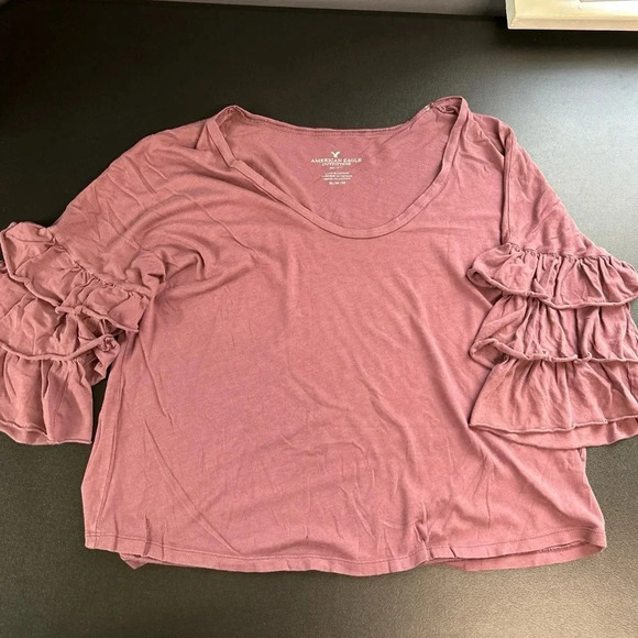 Women's Medium Popover Cropped Top Stretch Tiered Boho Fairycore Grunge - Picture 8 of 13